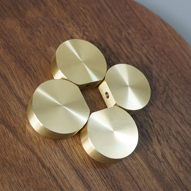 Nordic Minimalism Brushed Golden Brass Cabinet Door and Drawer Solid Brass Knob