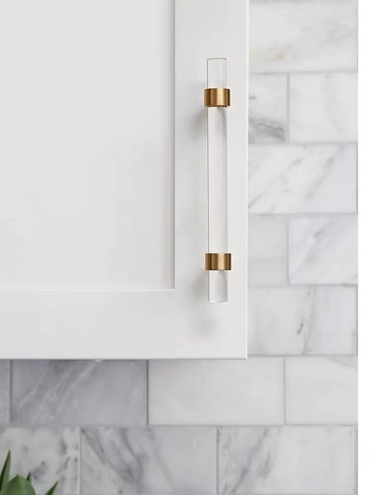 Morden Style Kitchen Cabinet Handle Acrylic Drawer Knobs And Pull Handles Wardrobe Brass Acrylic Handles