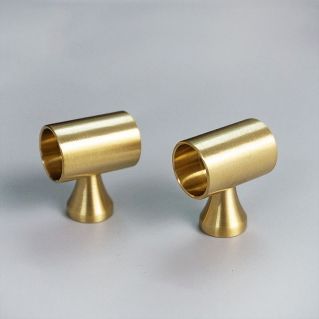 Furniture Cabinet Brass Handlel Brass Solid Drawer Pulls and Knobs in Satin Brass Modern Simple Double Holes Handles