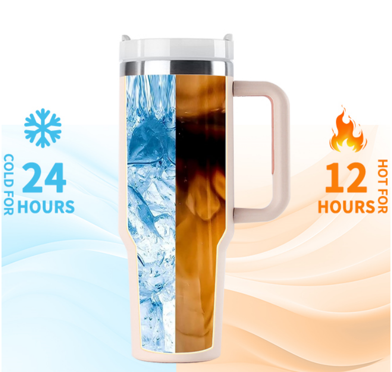 Reusable Portable Double Wall 304 Stainless Steel Travel Vacuum Insulated 40Oz Tumbler Coffee Travel Mug With Straw And Handle