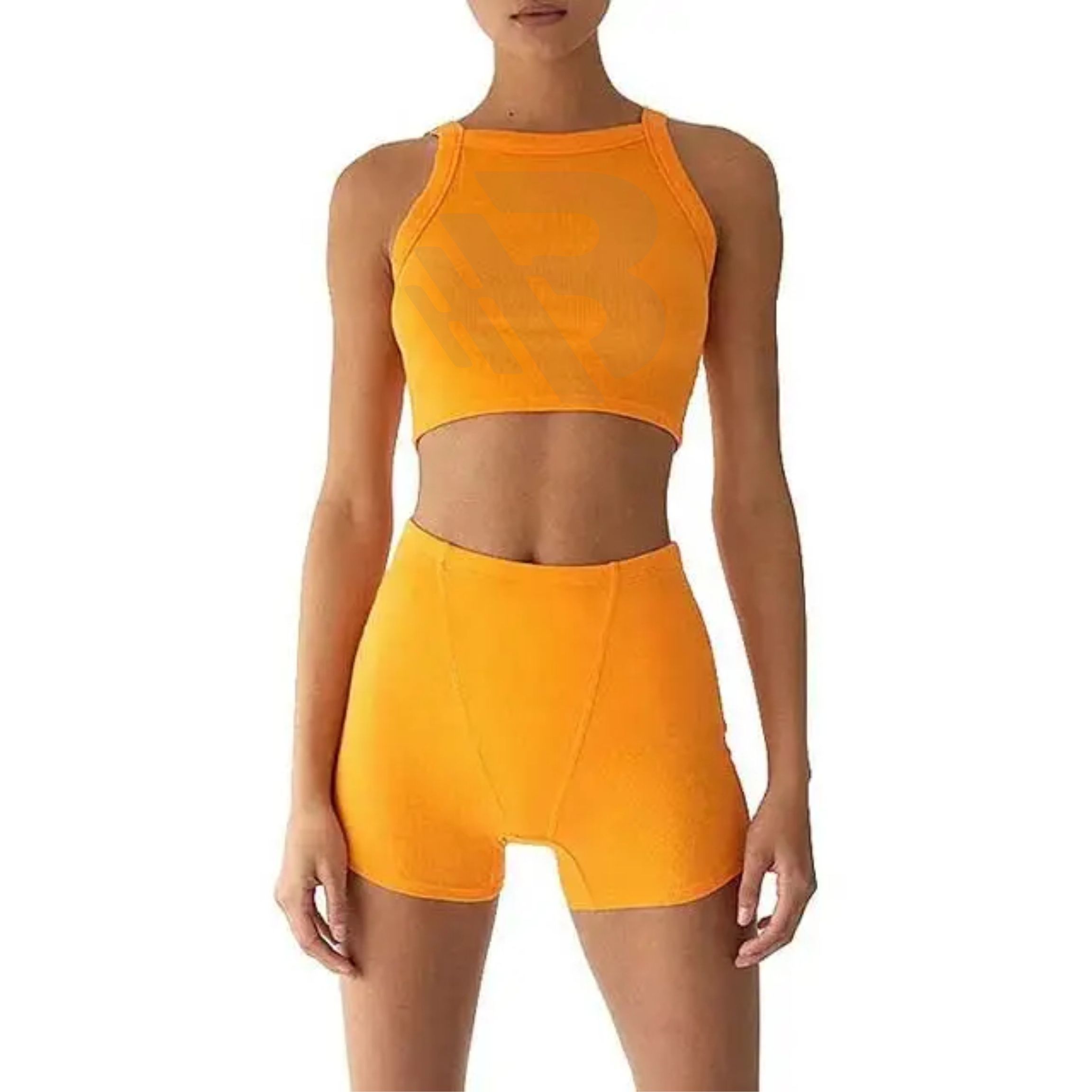 Wholesale 2 piece set women summer sets 2023 custom ladies ribbed crop tank top shirt and pants