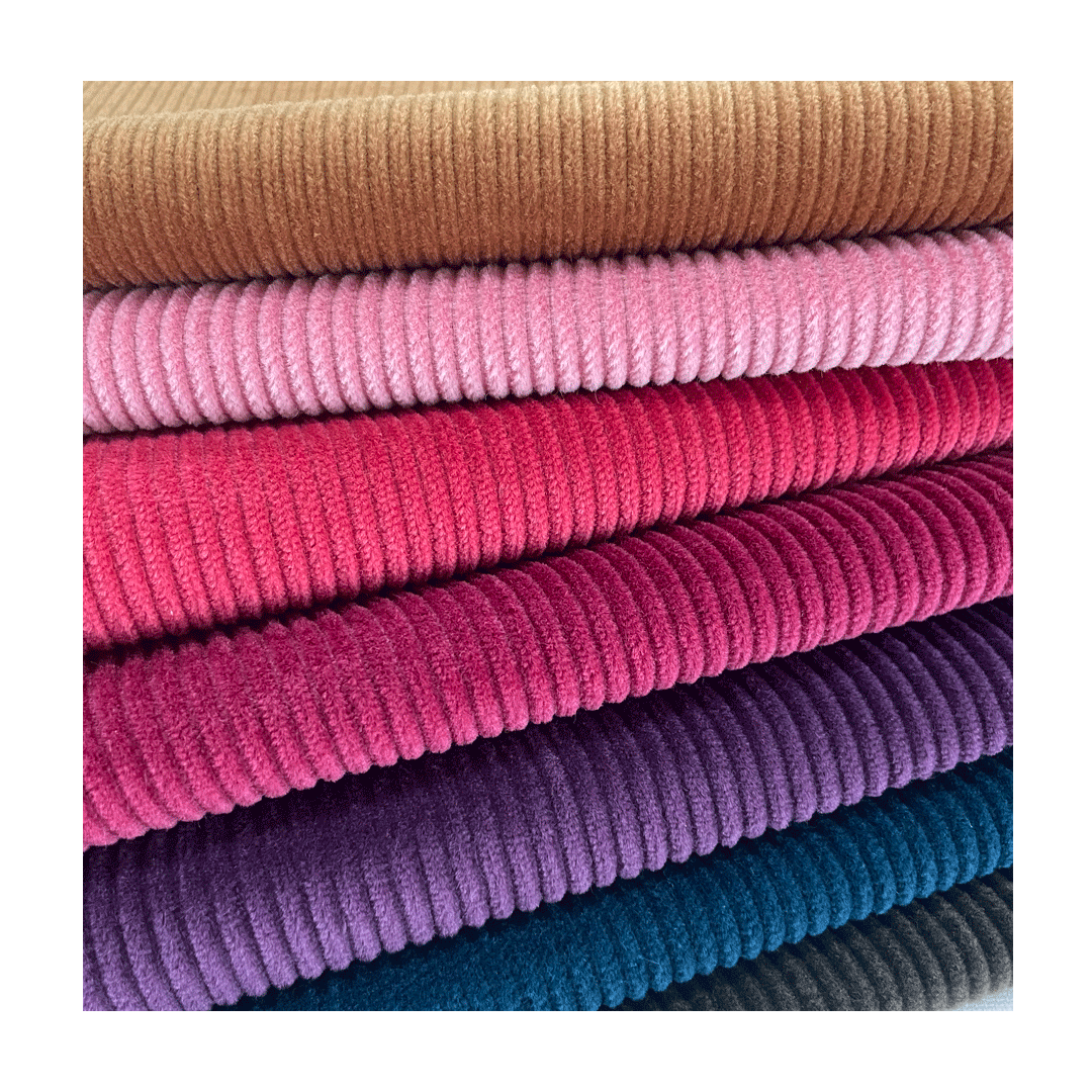 High quality woven solid dyed 8w cotton spandex elastic corduroy  fabric for coat dress hat garments