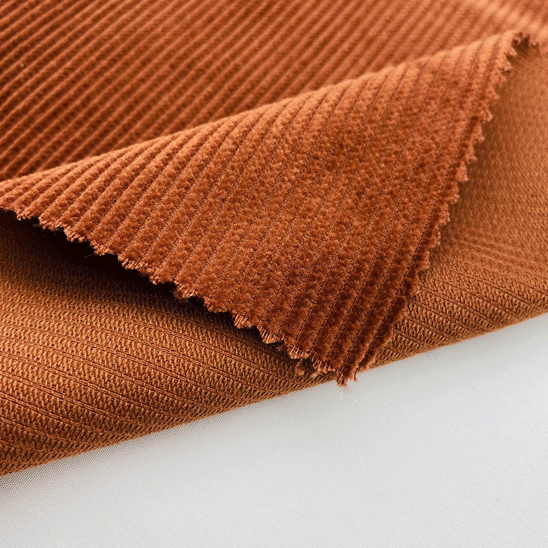 High quality woven solid dyed 8w cotton spandex elastic corduroy  fabric for coat dress hat garments