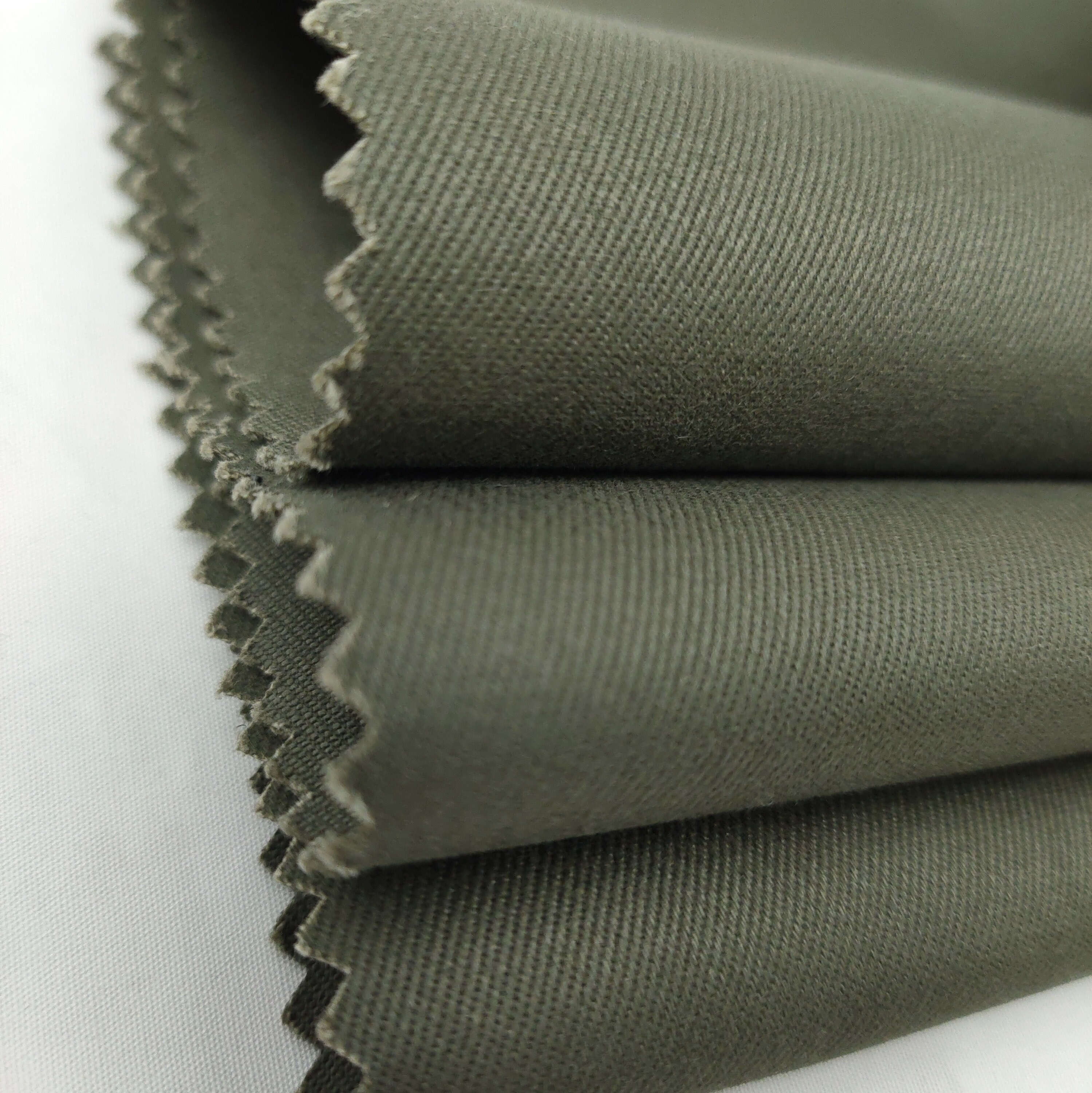 Custom 98 cotton 2 spandex stretch elastane brushed twill khaki fabric