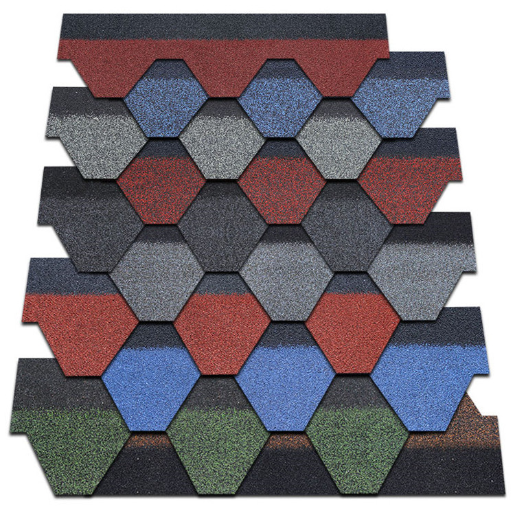 Cheap Villa Roof Tiles Chinese Hexagonal Fiber Asphalt Shingle