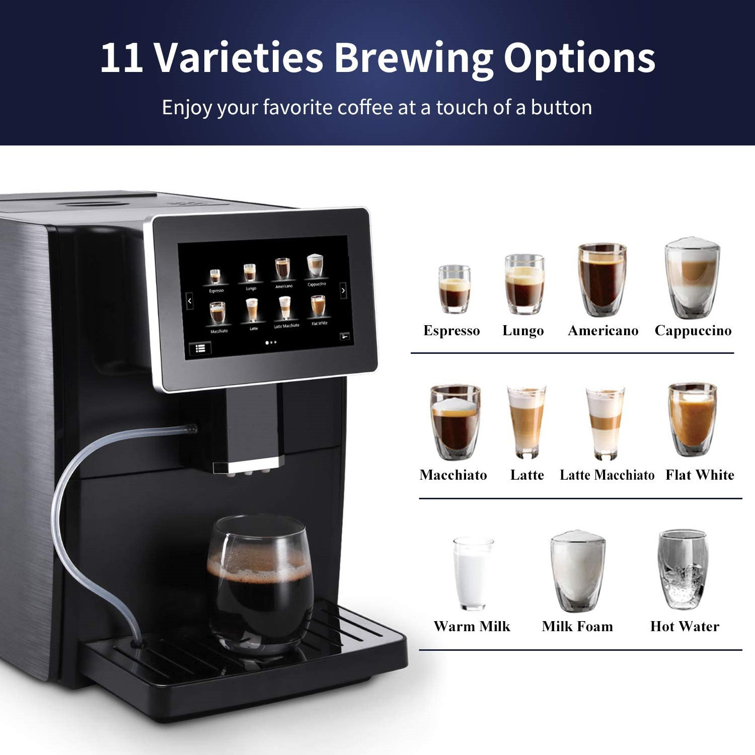 Custom Logo Professional Commercial One Touch Automatic Espresso Coffee Maker Machine For Home