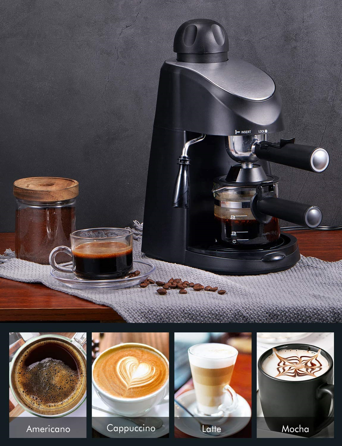 Small Home Office Semi-automatic 3.5bar Espresso Coffee Maker Machine With Milk Frother