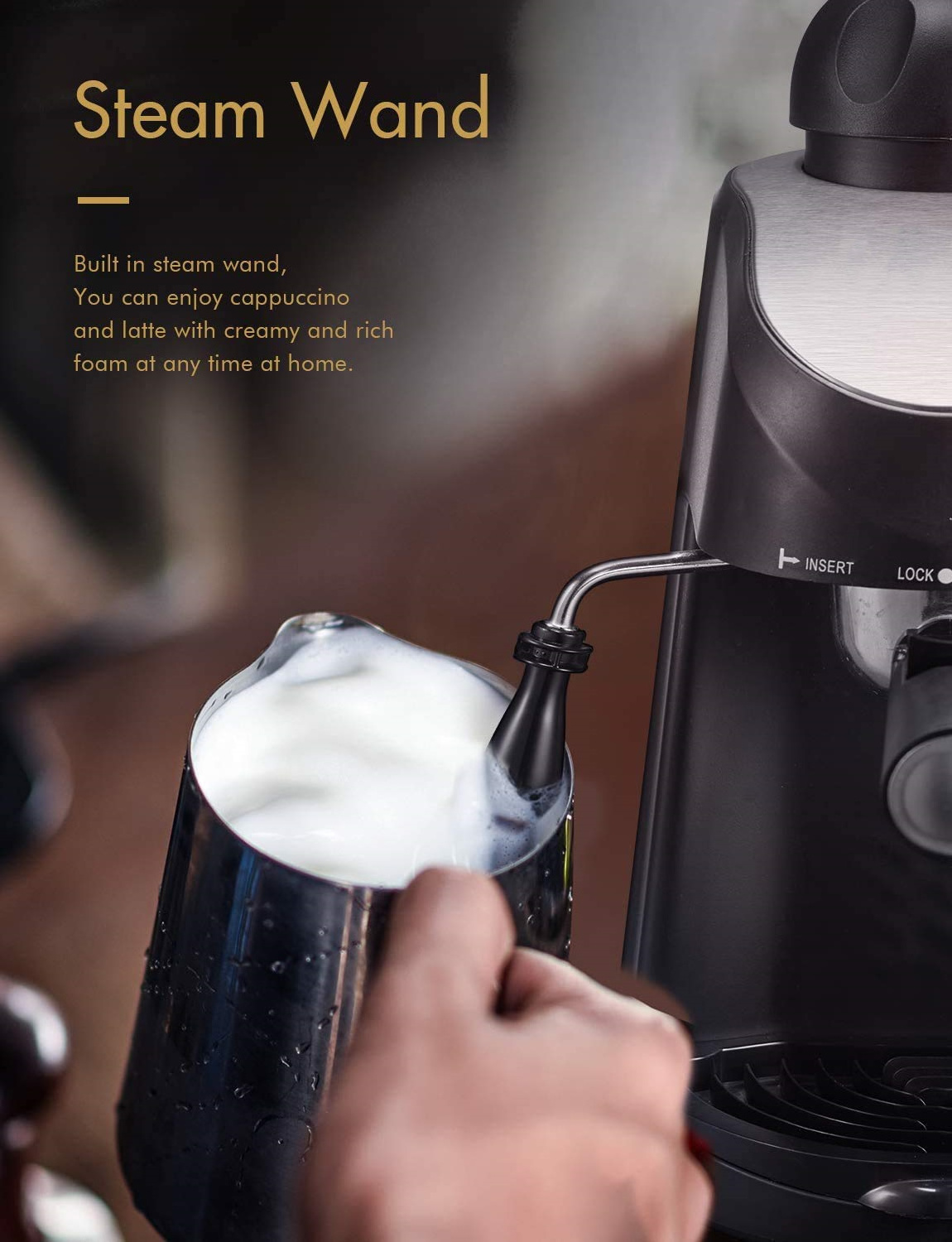 Small Home Office Semi-automatic 3.5bar Espresso Coffee Maker Machine With Milk Frother