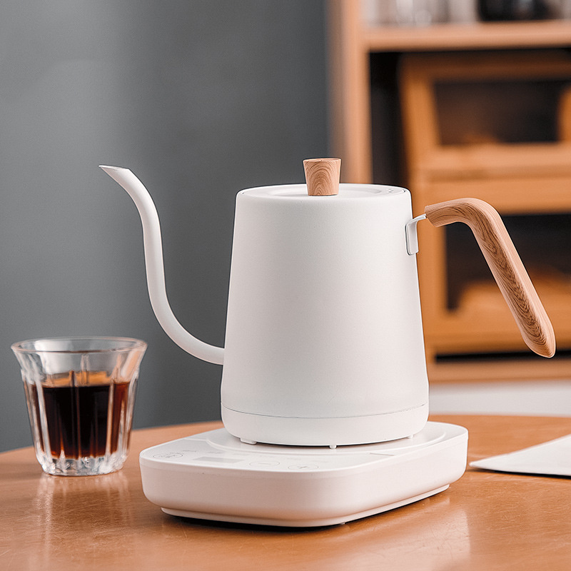 Factory Price Wood Grain Slender Mouth Smart Automatic Water Boiler Tea Coffee Gooseneck Electric Kettle