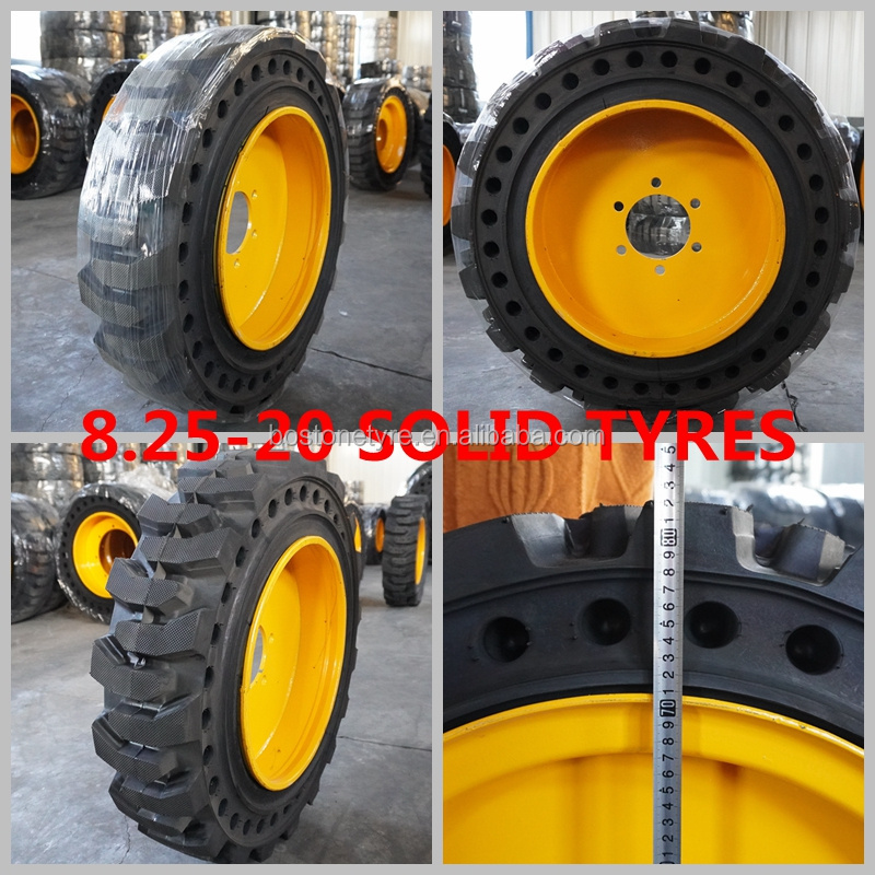 China Factory Hot Sale Solid Skid Steer Tire 12-16.5(33x12-20) 10-16.5 Backhoe OTR Tyre Rubber 8.25-15 12.00-20 ECE Certified