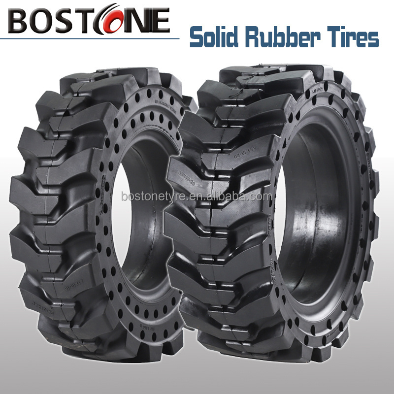 China Factory Hot Sale Solid Skid Steer Tire 12-16.5(33x12-20) 10-16.5 Backhoe OTR Tyre Rubber 8.25-15 12.00-20 ECE Certified