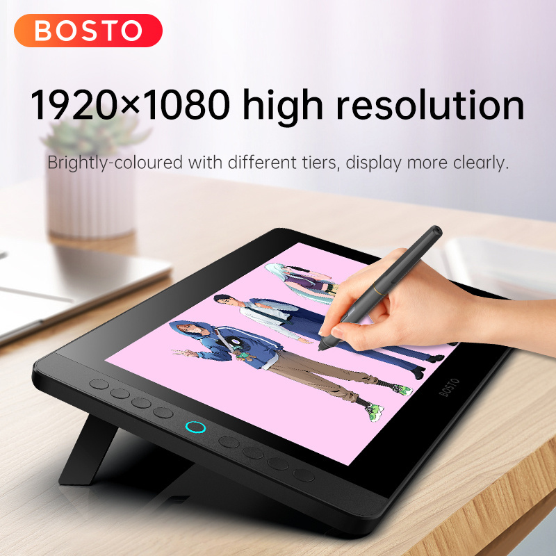 BOSTO BT-13HDK-T 13.3-Inch Touch Screen Digital Graphic Drawing Tablet Monitor Interactive Pen Display Multiple Colors USB