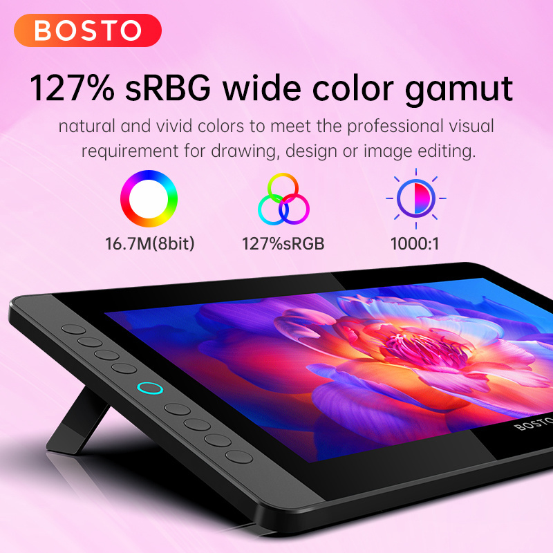 BOSTO 13HDK-T Battery-free pen display interactive lcd pen touch display digital graphic drawing tablet monitor with stylus