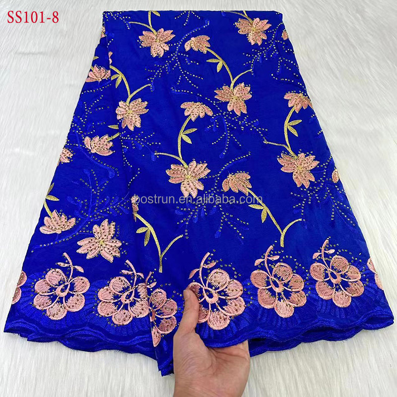 SS101  African Lace Fabric High Quality 2024 Hot Sale Swiss Voile Cotton Sewing Embroidery Fabric Dress For Nigerian Women