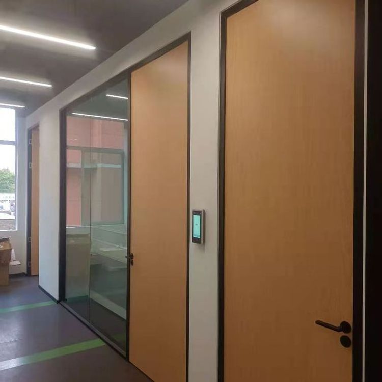 Office Furniture Semi-automatic Aluminum Frame Soundproof Office Wall Glass Partition