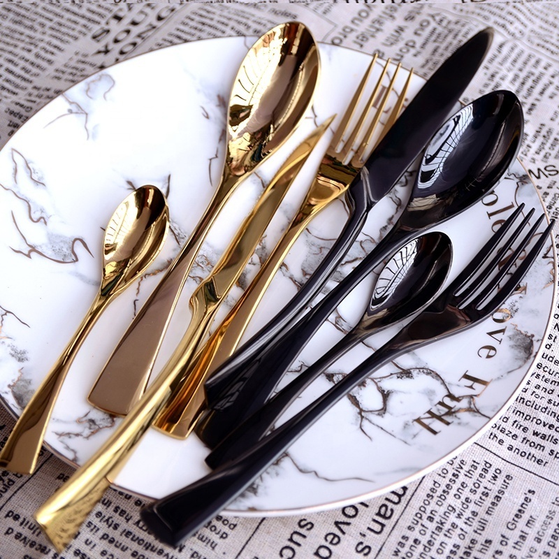 Hight Quality 304 Stainless Steel Metal Fancy Italian Style Gold Cutlery Kitchenware Set Spoon Fork Knife Tableware Set