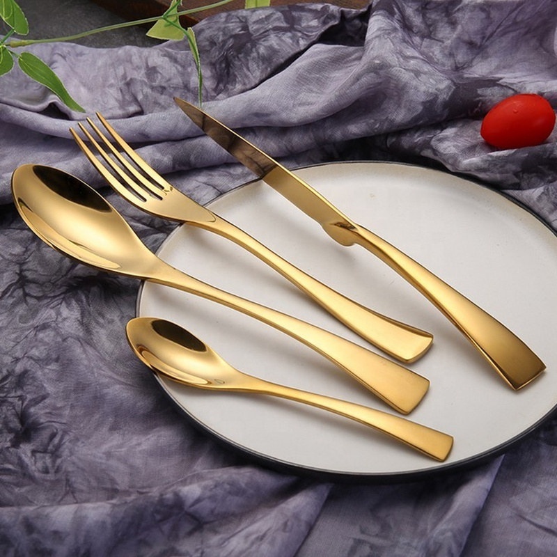 Hight Quality 304 Stainless Steel Metal Fancy Italian Style Gold Cutlery Kitchenware Set Spoon Fork Knife Tableware Set