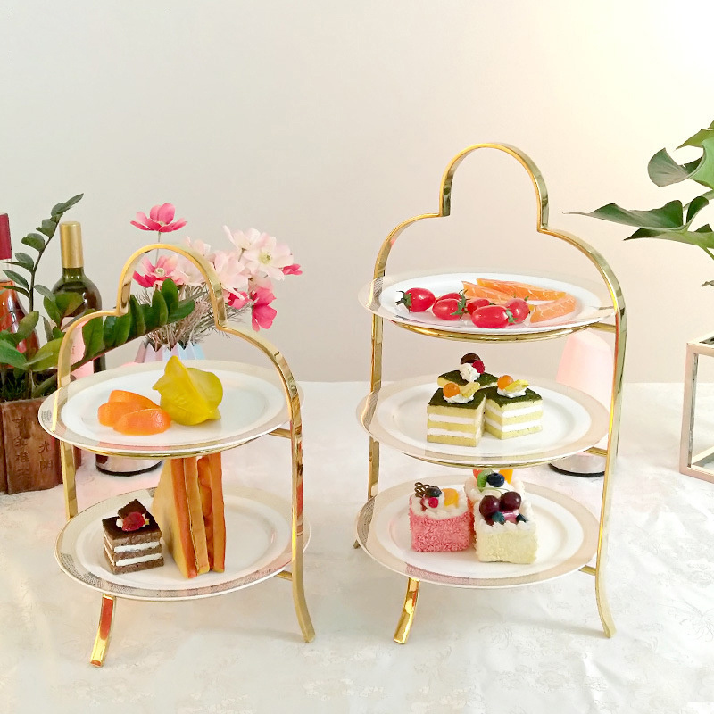 3 tier cake holder stand, stainless steel display stand for cupcake dessert fruit-3 tier party buffet serving tray/ platter rack