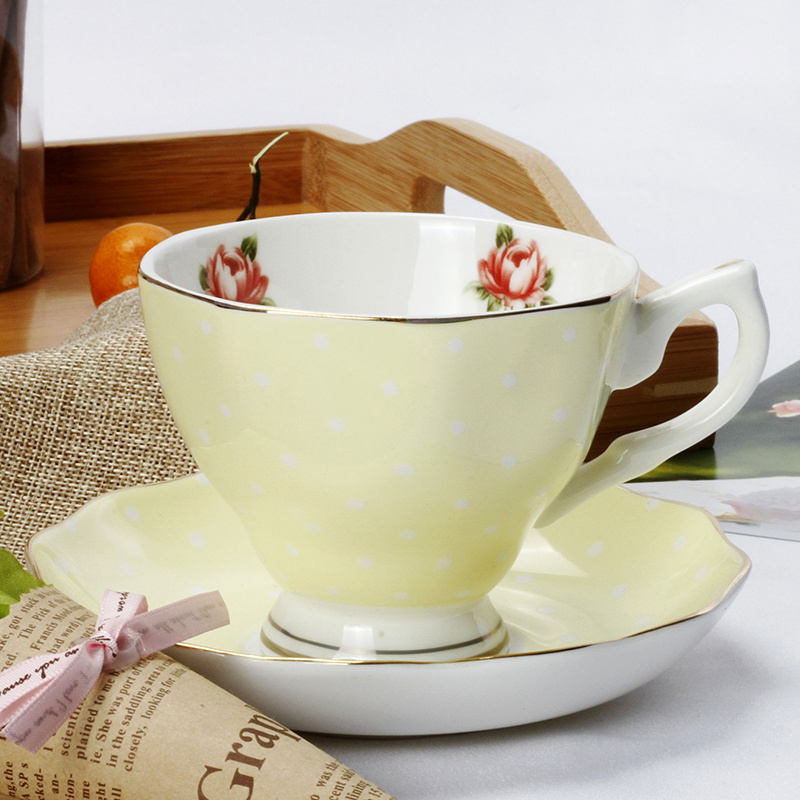 Wholesale fine bone china ceramic with flower coffee tea cup and saucer set