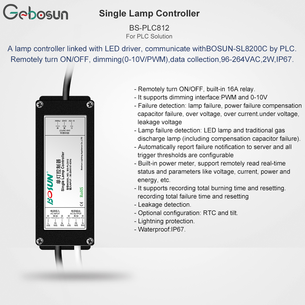 Gebosun Smart Solar Light Single Lamp Controller For PLC Solution