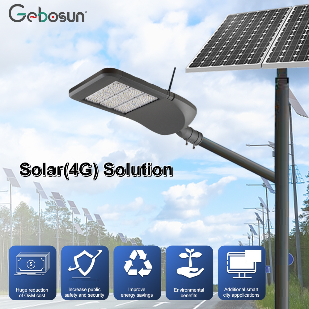 Gebosun Outdoor Smart Light 60W All In One Solar Led Street Light Smart Pole