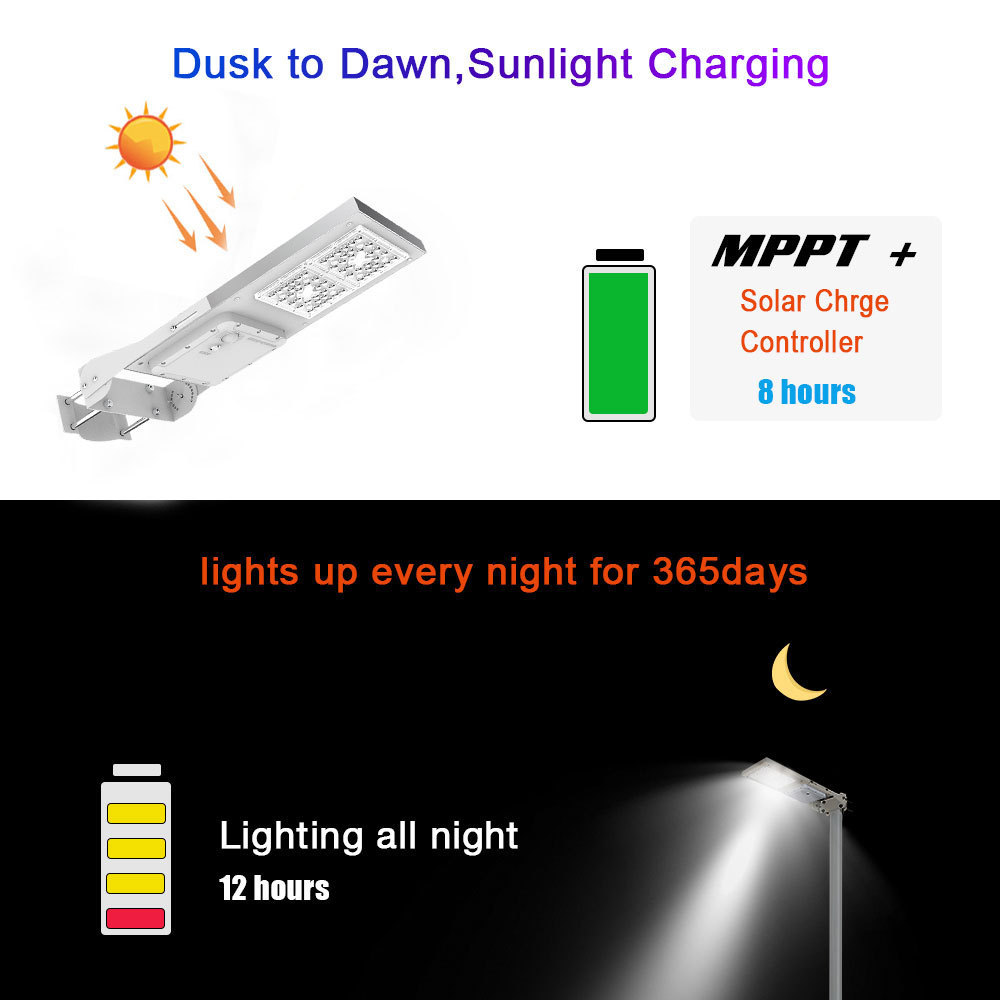 GEBOSUN High quality induction aluminum smd 60w 90w all in one solar street led light