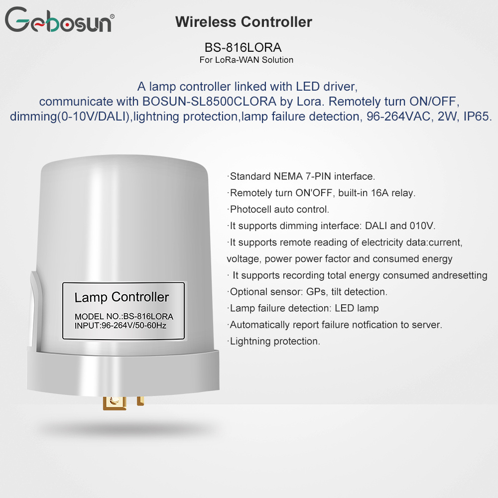 Gebosun Smart Pole Smart Solar Light Wireless Controller For LoRa-WAN Solution