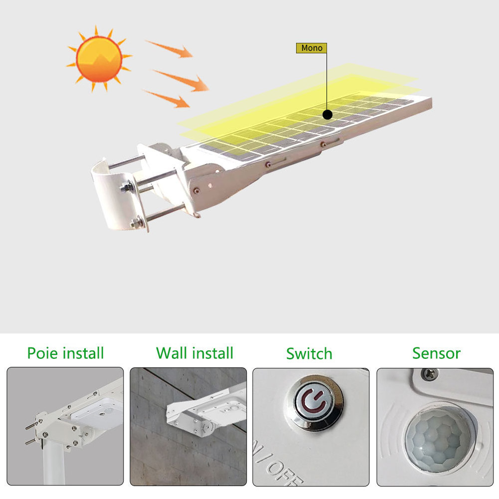 GEBOSUN High quality induction aluminum smd 60w 90w all in one solar street led light