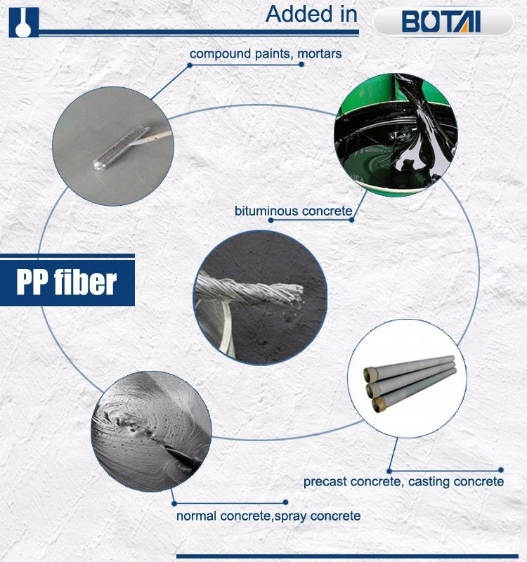 High toughness and strength concrete additives pp fiber polypropylene fiber 12 mm For Concrete Anti-cracking pp fiber