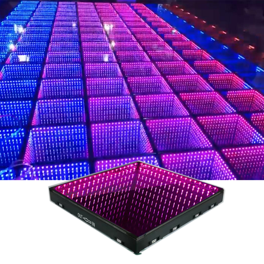 Botai Induction Stage Light 3D Effect Abyss Tempered Glass Magnetic Infinity Mirror Panel  LED Dance Floor for Wedding Party