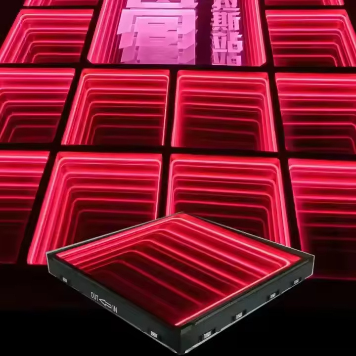 Botai High Quality RGB Dance Portable Glass Disco Night Club Uplights DMX RGB Color 3d Infinity Mirror Led Dance Floor