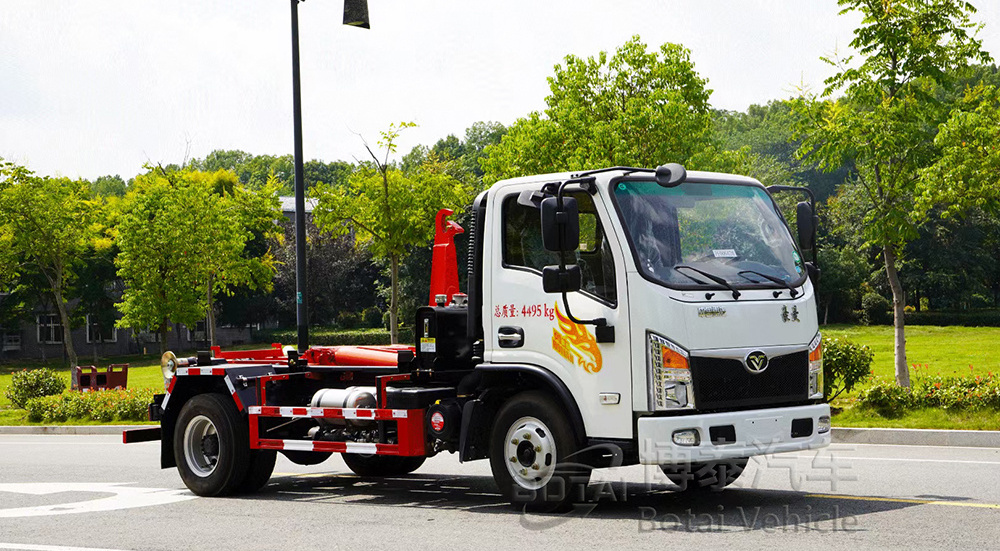 Hook arm garbage truck3ton upper body structure hook lift arm garbage truck mini roll off container garbage truck