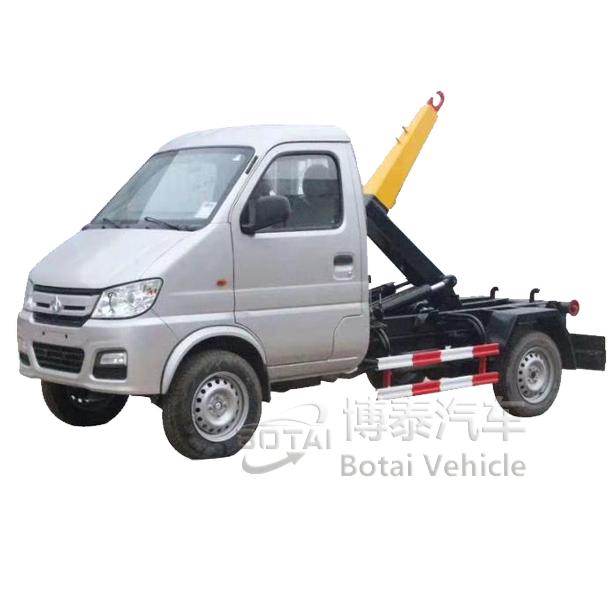 Hook arm garbage truck3ton upper body structure hook lift arm garbage truck mini roll off container garbage truck