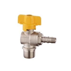 BOTE OEM BT3022 Quality 1/2" Male * Hose connector nickel plating Angle brass gas control ball valve with thread yellow handle