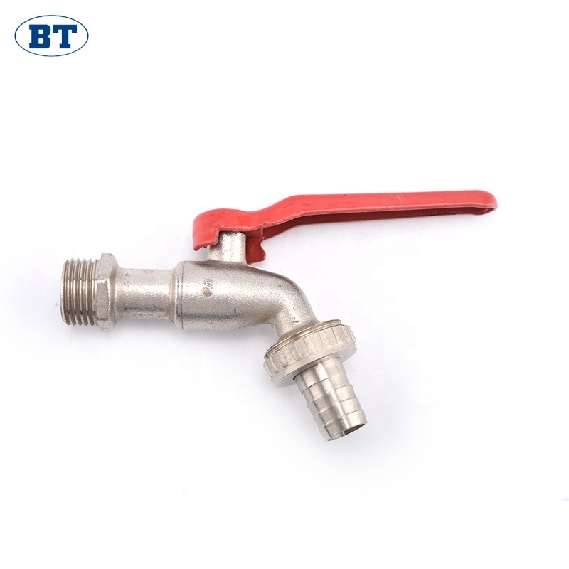 BOTE OEM manufacturers water tap faucet nickel plating brass ball bibcock with red iron handle