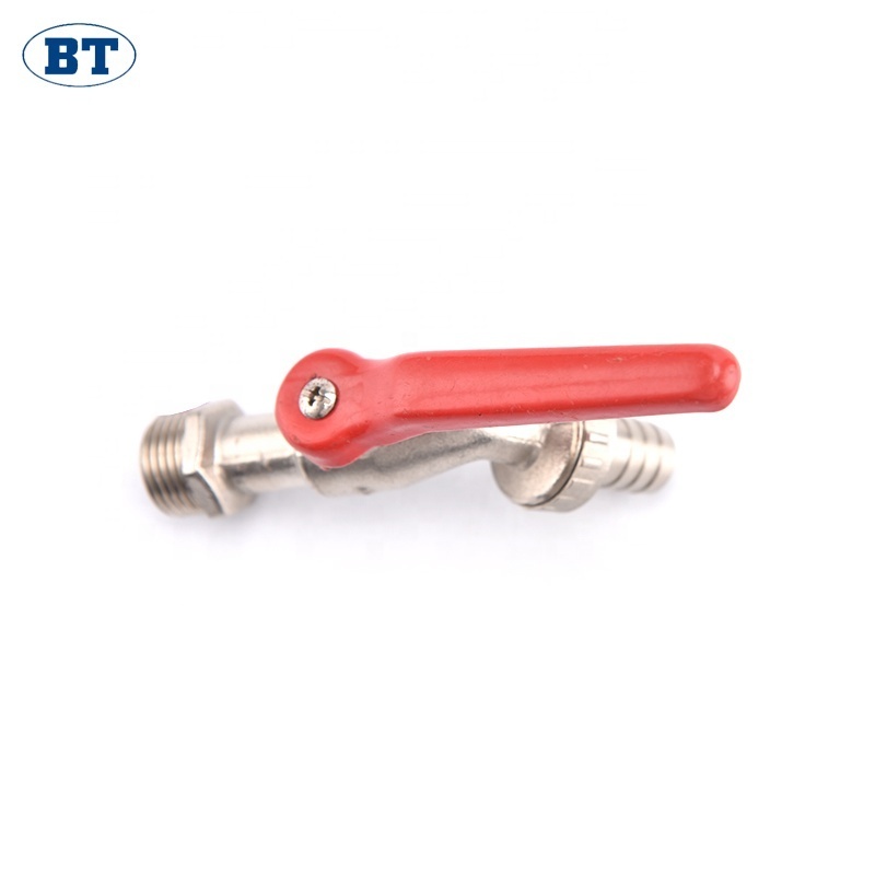 BOTE OEM manufacturers water tap faucet nickel plating brass ball bibcock with red iron handle