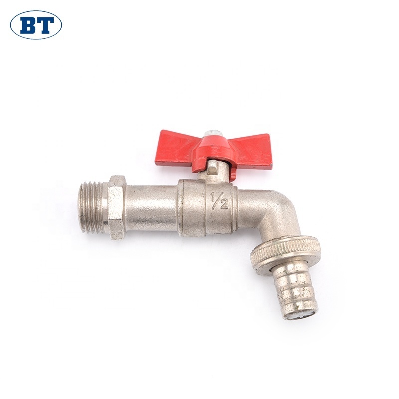 BOTE BT2004 manufacturer nickel plating garden outdoor bib tap brass stopcock butterfly handle brass washing machine bibcock