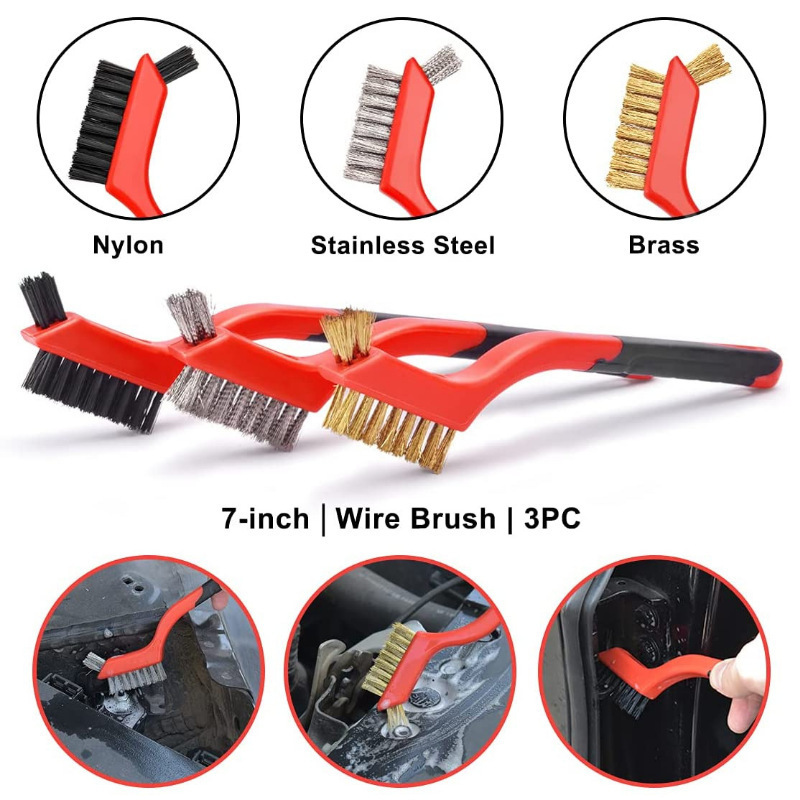 Factory High Quality16 Pcs Detailing Brush Set With Pvc Material Soft Wheel Cleaning Applicator Car Tire Brush