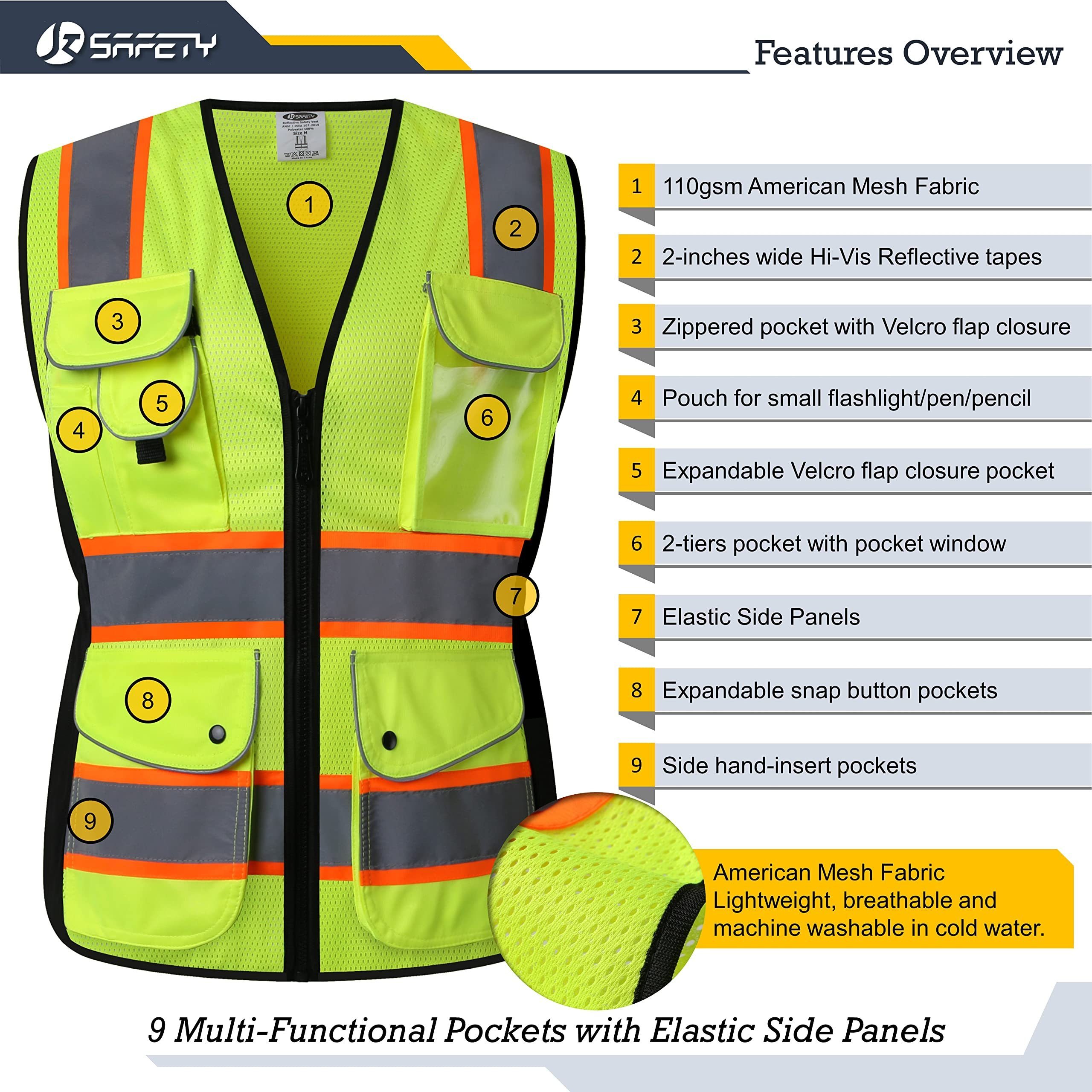 Customized Logo Construction Security Safety Vest Reflective Clothing ,Reflector Safety Hi vis Vest with pocket