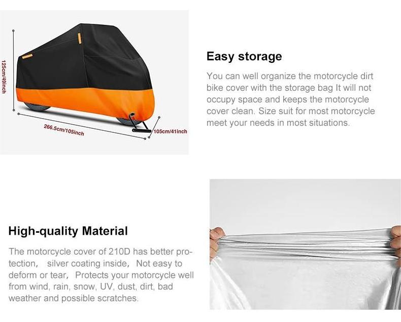 All Season Universal Waterproof Sun Motorbike Cover Outdoor Protection waterproof motorcycle cover with Lock Holes Tear-Proof