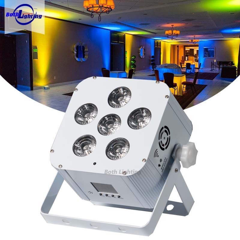 BOTH LIGHTING 6X18W RGBWA UV 6 IN 1 Battery Power Wireless DMX LED Flat Par wedding uplight DJ light