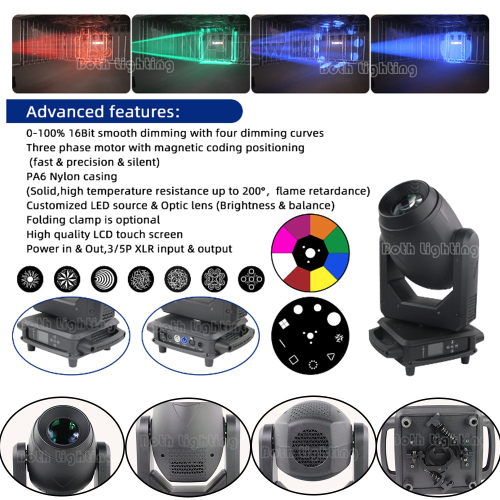 Bothlighting 300W BSW LED Hybrid Beam Spot Wash 3in1 Gobo Moving Head Hybrid For Stage Theater Sharpy Light