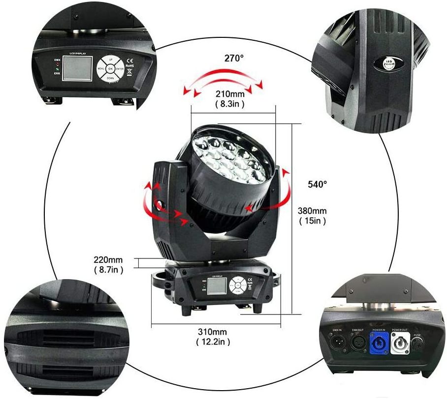 USA Warehouse 2pcs With Flight Case AURA1915 Moving Head Light 19x15w RGBW Wash LED Moving Head Light with zoom