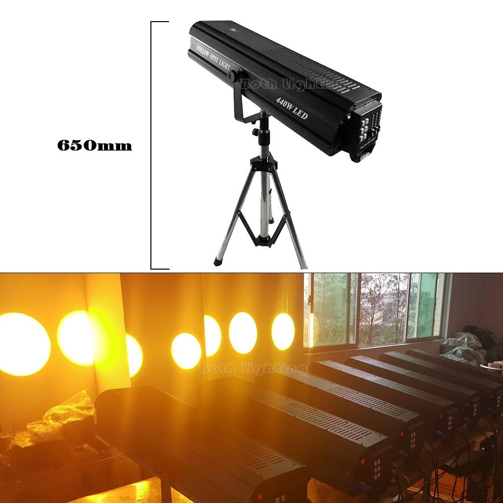 Both Lighting 440W LED Follow Spot with stand case stage powerful effects Fader Button Handle Control High Bright party light