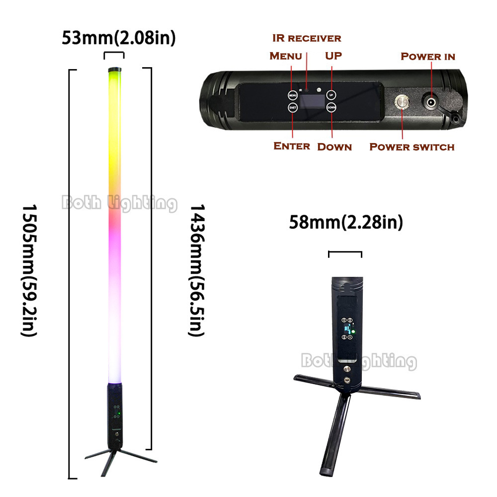 Bothlighting Both Titan IP65 Wireless LED Battery PIXEL Light RGBWA Wireless 360 Tube DMX&IR Remote&App control