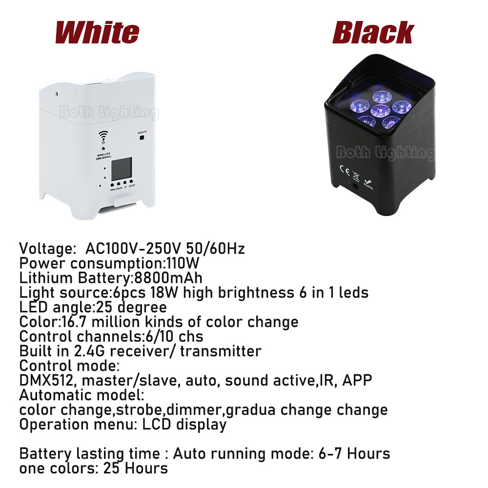 Wireless Dmx Controlled Up Lights 6 X 18w Led Battery Powered Par Uplight For Wedding Party Stage Light