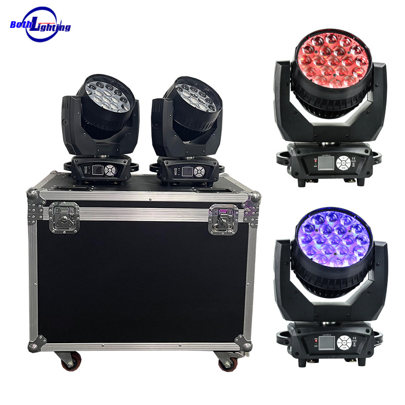 USA Warehouse 2pcs With Flight Case AURA1915 Moving Head Light 19x15w RGBW Wash LED Moving Head Light with zoom