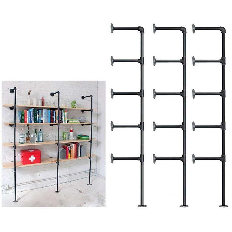 Industrial Retro Shelf Furniture Wall Shelf Bracket Bookshelf Hanging Storage Black Iron Pipe DIY Pipe Shelves