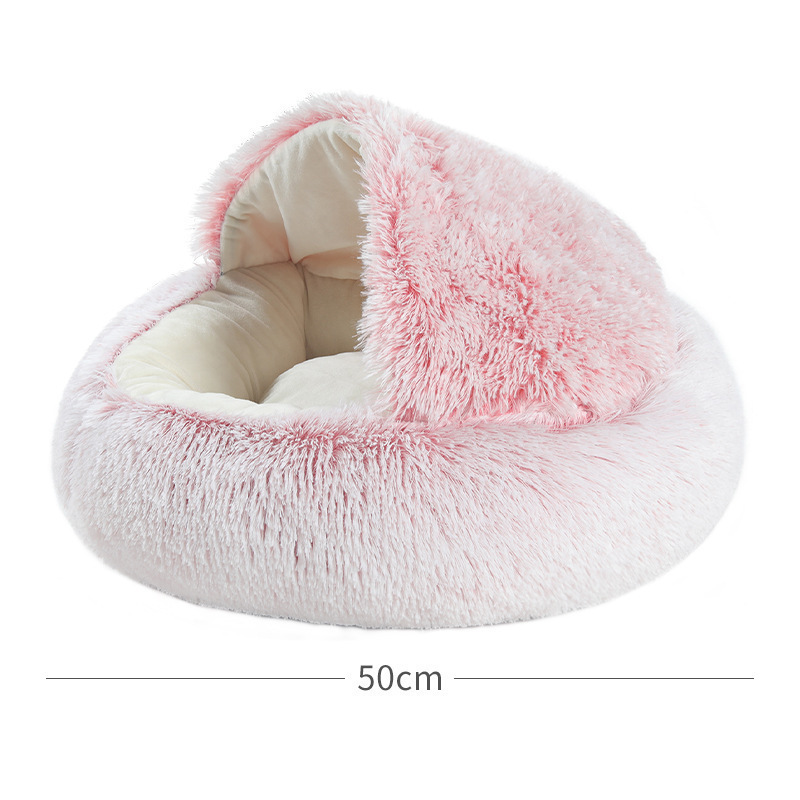 Round half pack cat nest pet kennel deep sleep Crystal velvet warm round half-pack cat litter