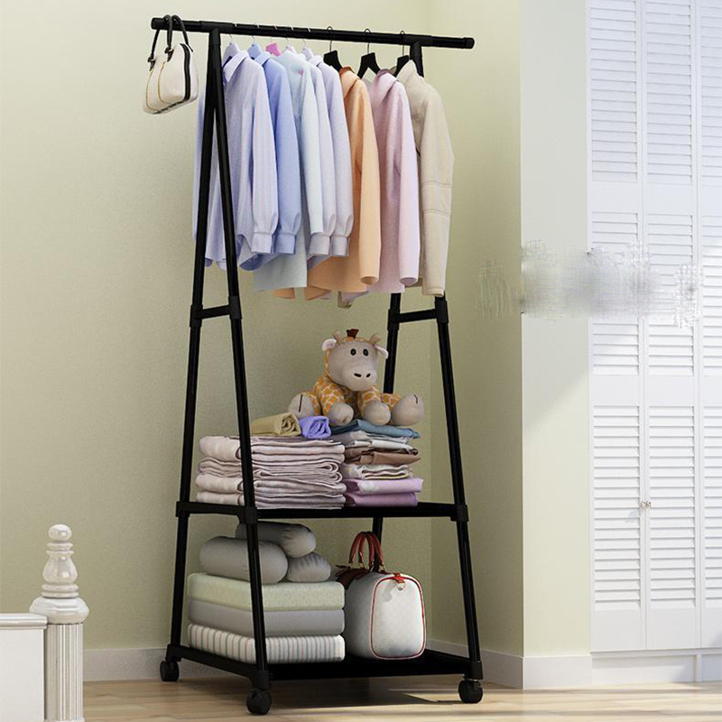 Bedroom Coat Rack Removable Clothes Hanger Floor Stand Coat Racks with Wheel Hanging Clothes Storage